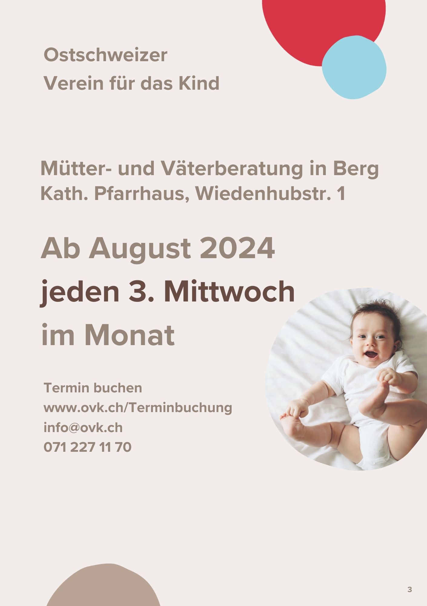 Beratung Frühe Kindheit / Mütter- und Väterberatung in Berg jeden 3. Mittwoch